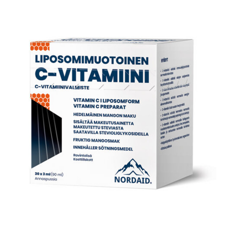Liposomimuotoinen C-vitamiini, 30x3ml-C-vitamiini-Nordaid-Aminopörssi