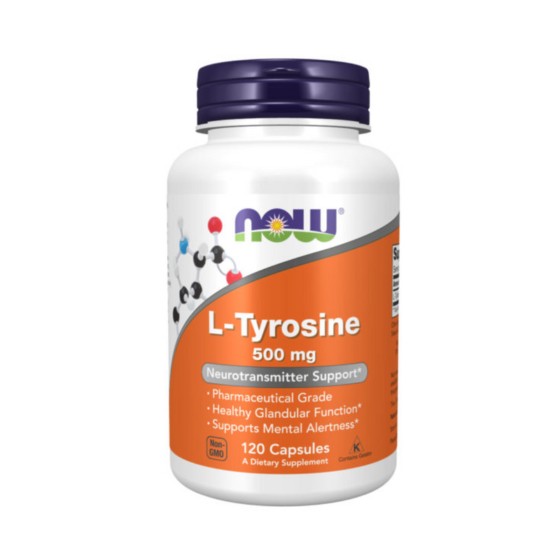 L-Tyrosine 500 mg, 120 kaps.-L-Tyrosiini-NOW® Foods-Aminopörssi