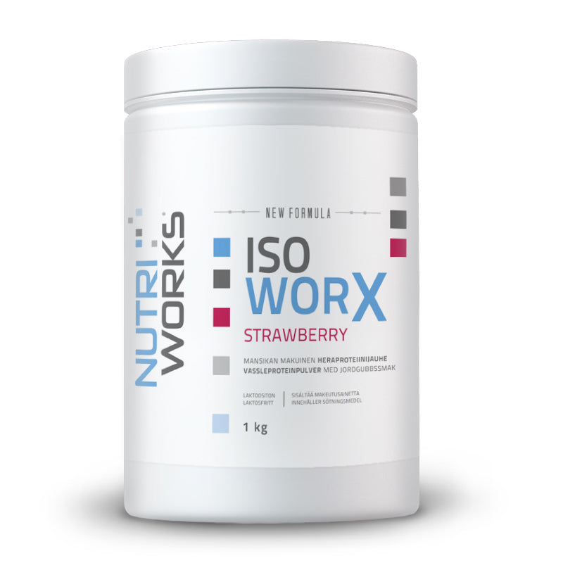 Nutri Works Iso worX laktoositon heraproteiini, 1 kg-Heraisolaatti-Nutri Works-Strawberry-Aminopörssi