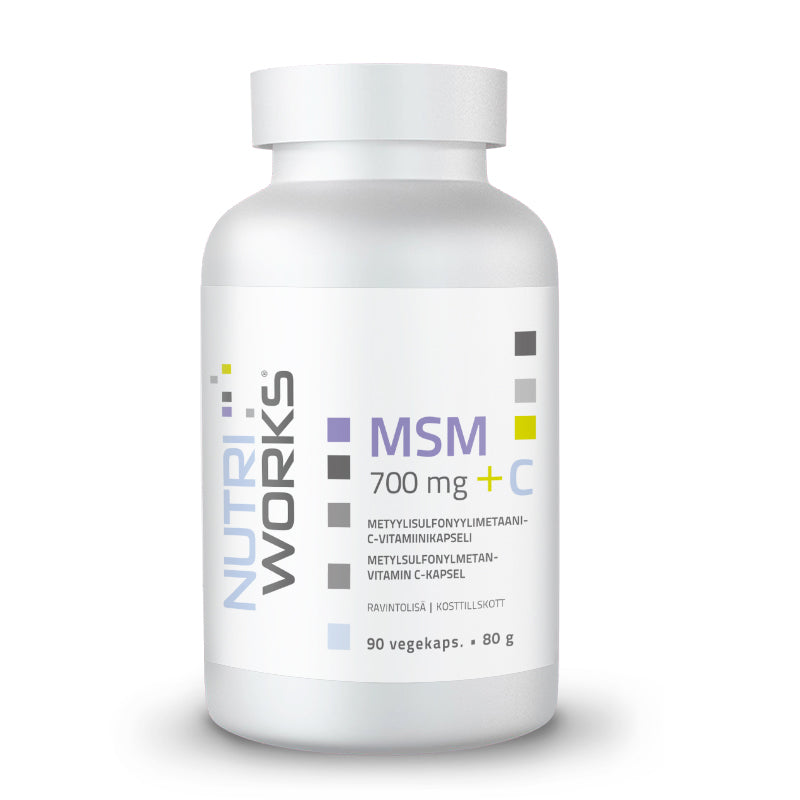 MSM 700mg+C 90 vegekaps.-MSM-Nutri Works-Aminopörssi