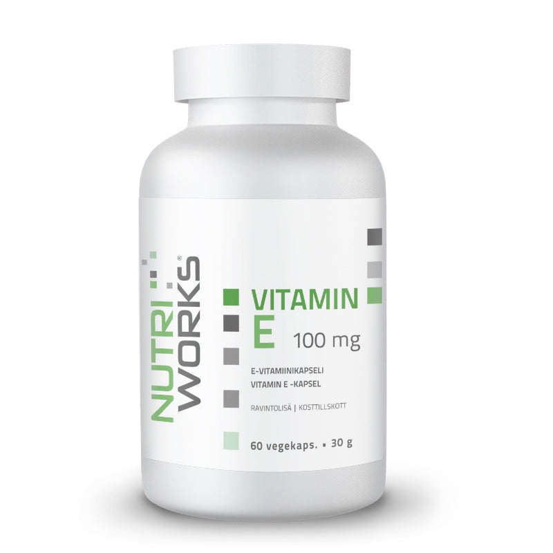 Vitamin E 100 mg 60 vegekaps.-E-vitamiini-Nutri Works-Aminopörssi