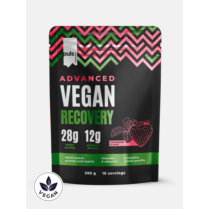 Advanced Vegan Recovery, 500g-Kasviproteiini-PULS-Strawberry-Aminopörssi