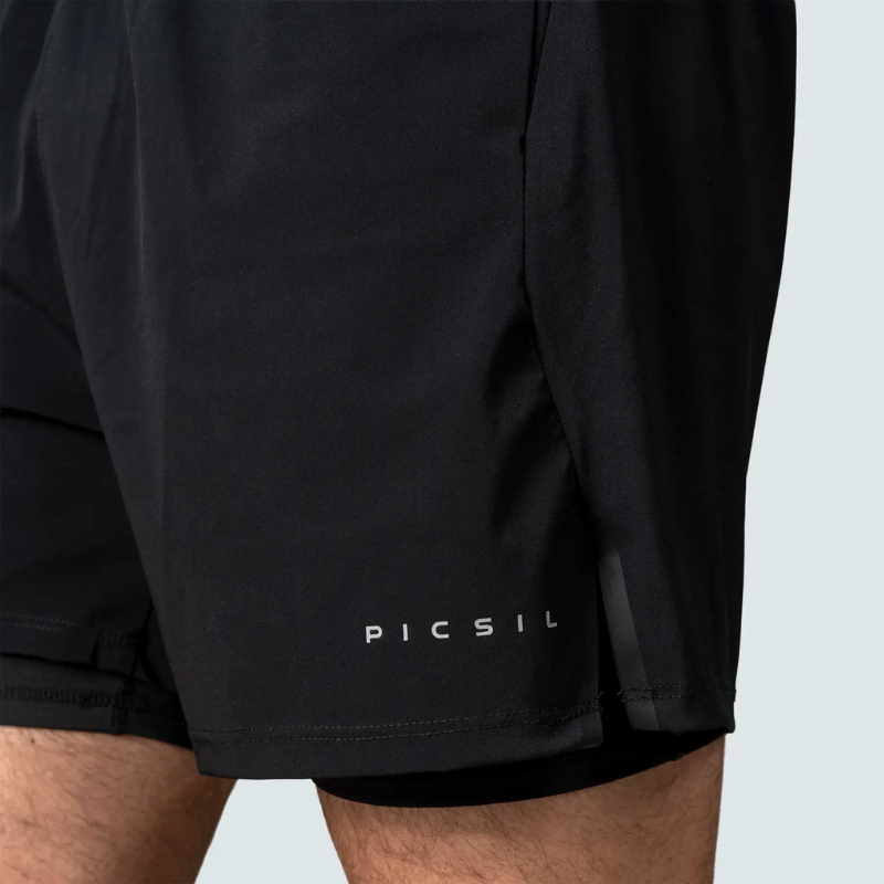 Picsil 2-in-1 Shorts Men Black-Miesten shortsit-Picsil-S-Aminopörssi