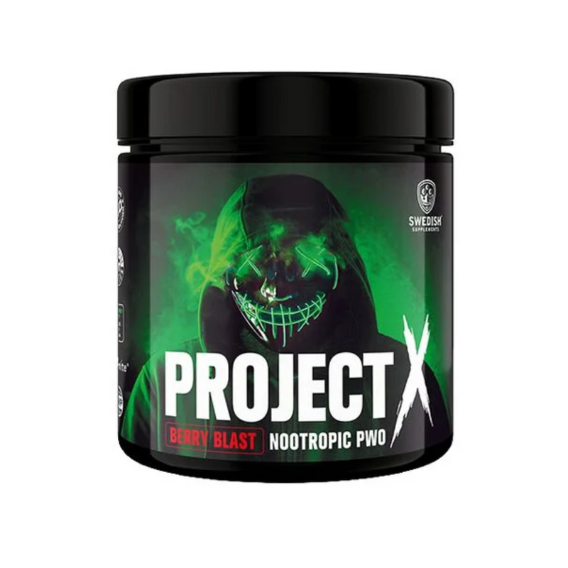 Project X Nootropic PWO, 320 g-Pre Workout-Swedish Supplements-Berry Blast-Aminopörssi