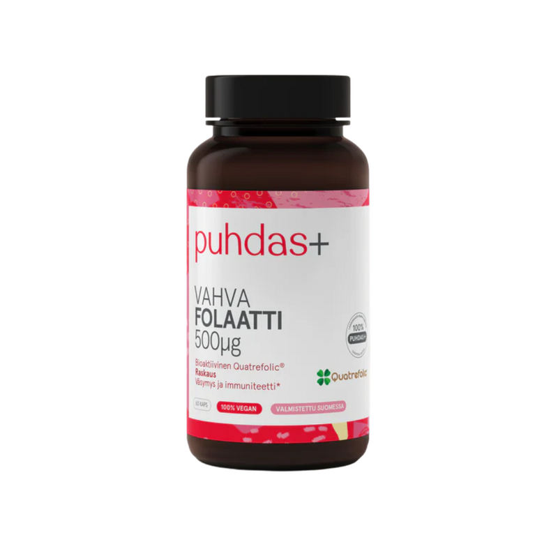 Puhdas+ Vahva Folaatti 500 µg, 60 kaps.-Foolihappo-Puhdas+-Aminopörssi