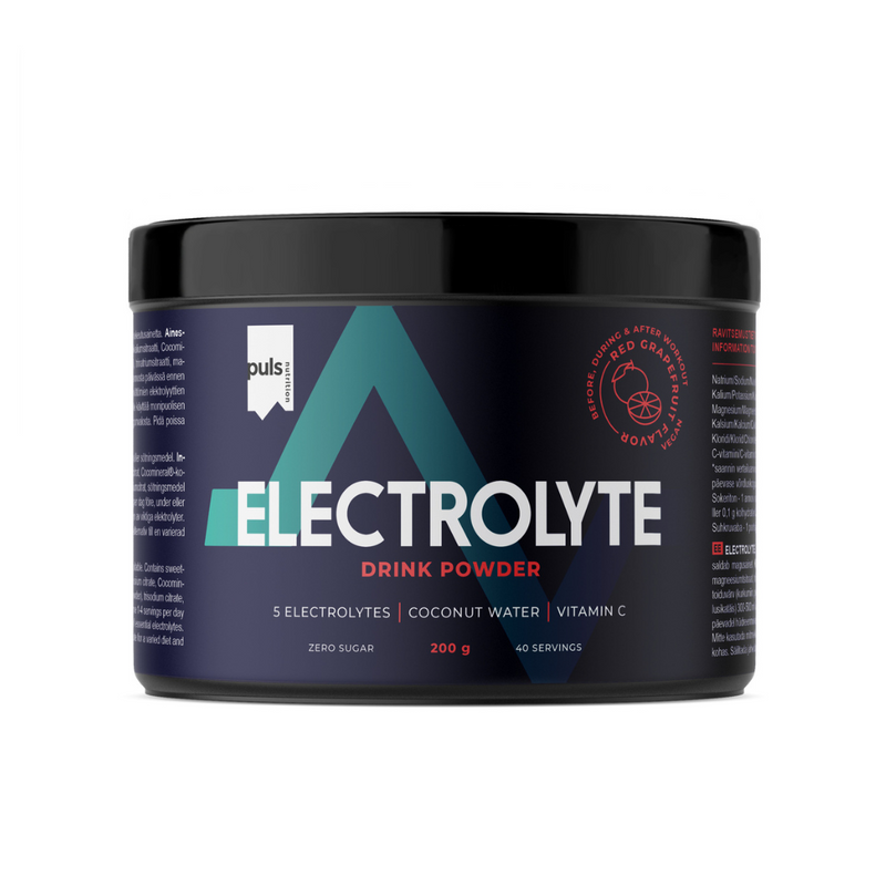 Electrolyte, 200g-Elektrolyyttijauhe-PULS-Red Grape-Aminopörssi