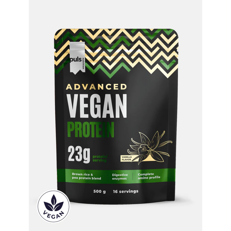 Advanced Vegan Protein 500g-Kasviproteiini-PULS-Vanilla-Aminopörssi