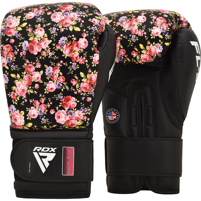 RDX FL5 Floral Boxing Gloves, Black-Nyrkkeilyhanskat-RDX-8oz-Aminopörssi
