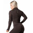 Relode Aura Seamless Zip Longsleeve Espresso Brown-Naisten t-paita-Relode-S-Aminopörssi