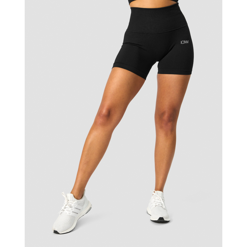 Ribbed Define Seamless Pocket Shorts Black-Naisten shortsit-ICANIWILL-XS-Aminopörssi