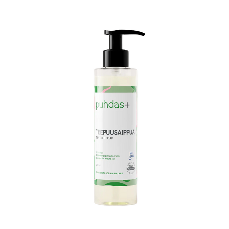 Tea Tree skin wash, 200 ml-Kosteusvoide-Puhdas+-Aminopörssi