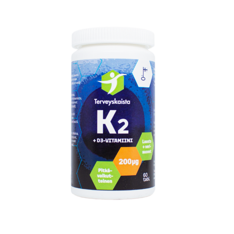 Pitkävaikutteinen K2+D3 60 tabl-K-vitamiini-Terveyskaista-Aminopörssi