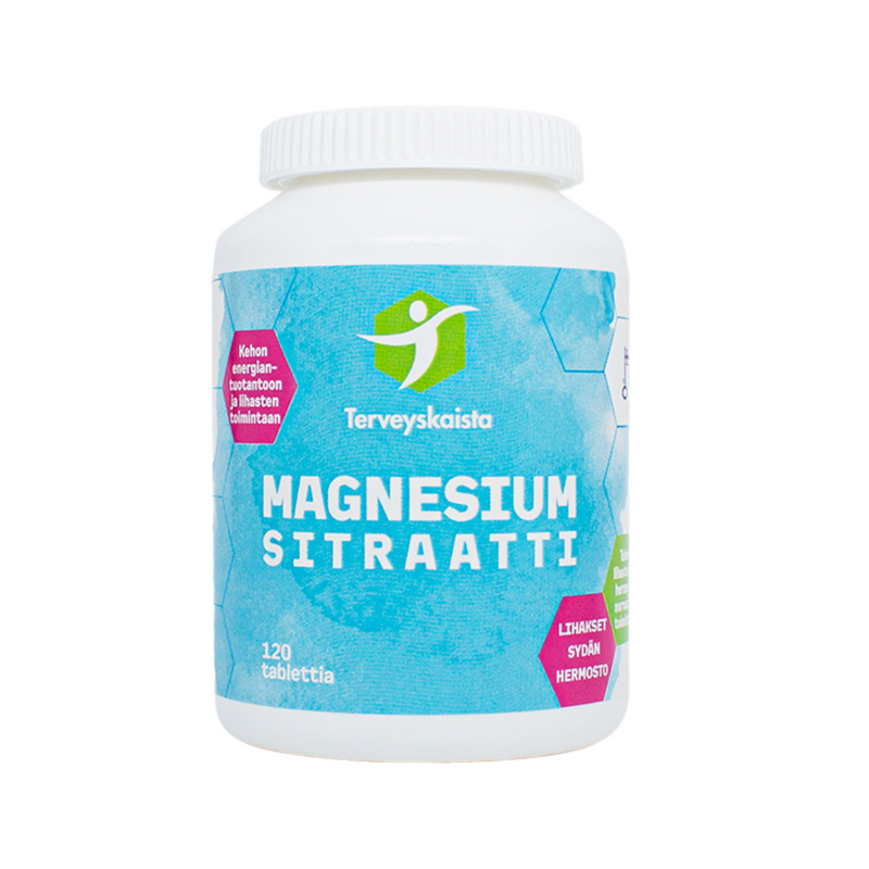 MagnesiumSitraatti 120 tabl-Magnesium-Terveyskaista-Aminopörssi