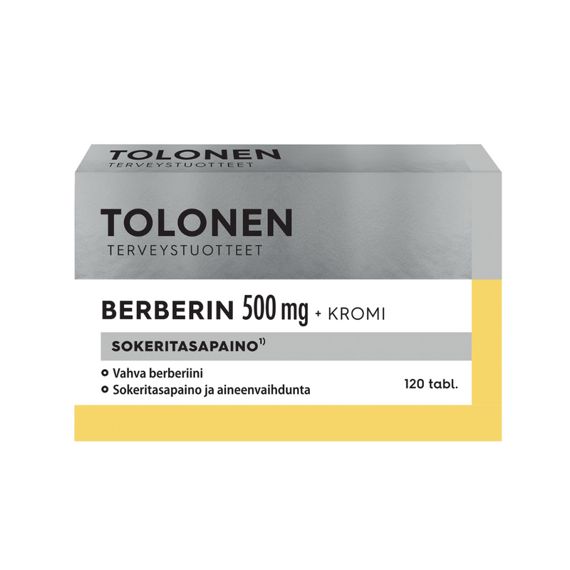 Berberin 500 mg + kromi, 120 tabl.-Yrtti- ja kasvivalmisteet-Tri Tolonen-Aminopörssi