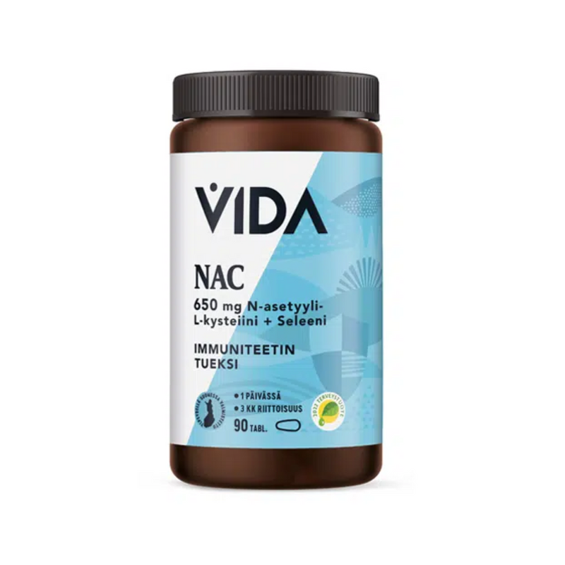 NAC N-asetyyli L-kysteiini 650 mg + seleeni, 90 tabl.-NAC-Vida-Aminopörssi