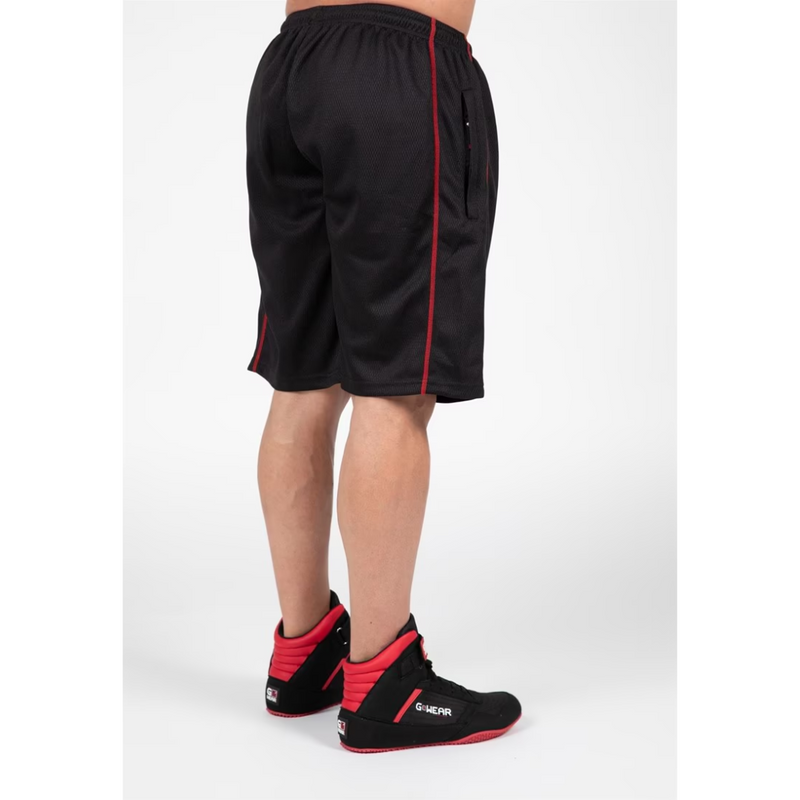 Wallace Mesh Shorts, Black - Red-Miesten shortsit-Gorilla Wear-S/M-Aminopörssi