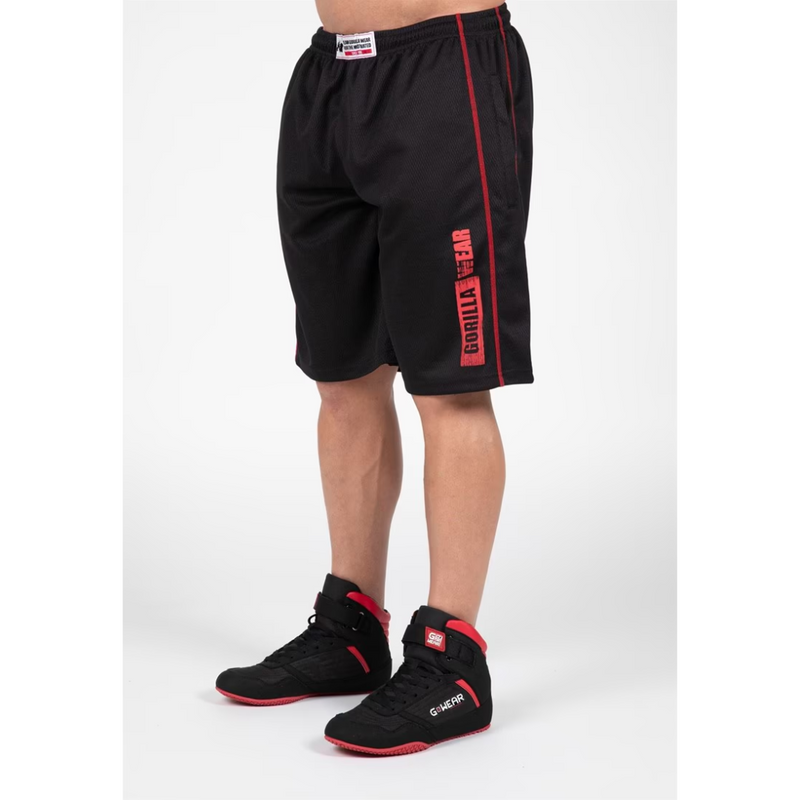 Wallace Mesh Shorts, Black - Red-Miesten shortsit-Gorilla Wear-S/M-Aminopörssi