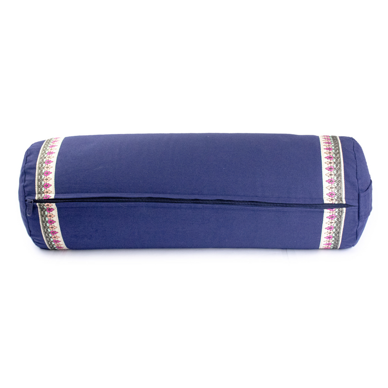 Yoga Bolster, blue with ribbon trim-Joogabolsteri-YogaMad-Aminopörssi