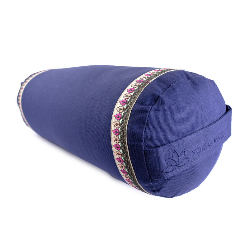 Yoga Bolster, blue with ribbon trim-Joogabolsteri-YogaMad-Aminopörssi