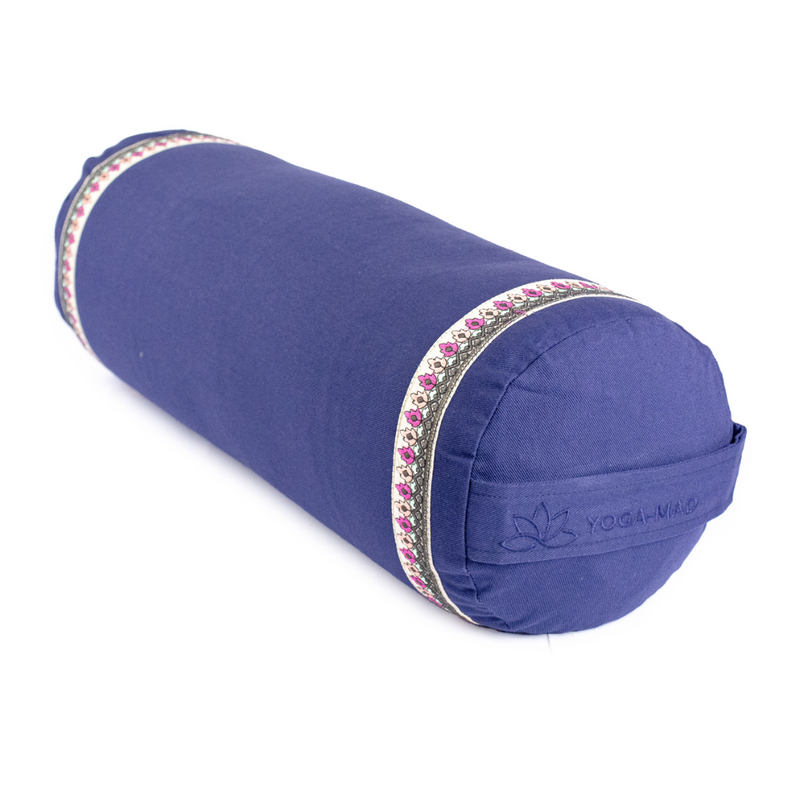 Yoga Bolster, blue with ribbon trim-Joogabolsteri-YogaMad-Aminopörssi