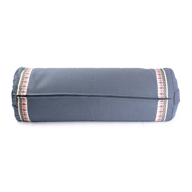 Yoga Bolster,gray with ribbon trim-Joogabolsteri-YogaMad-Aminopörssi