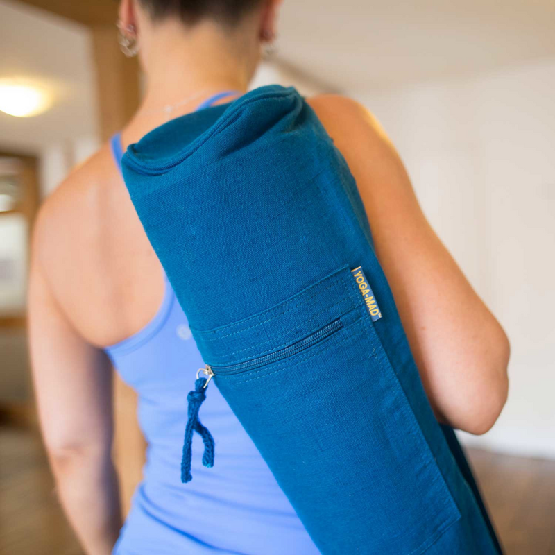 Jute Yoga Mat Bag, Blue-Joogamattokassi-YogaMad-Aminopörssi