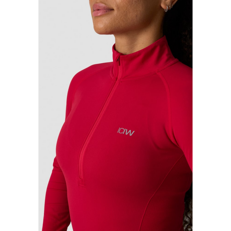 ICIW Define Seamless 1/4 Zip Red Cherry-Naisten pitkähihaiset ja hupparit-ICANIWILL-XS-Aminopörssi