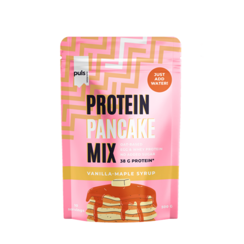 Pancake Mix, 500 g-Kasviproteiini-PULS-Vanilla-Maple syrup-Aminopörssi