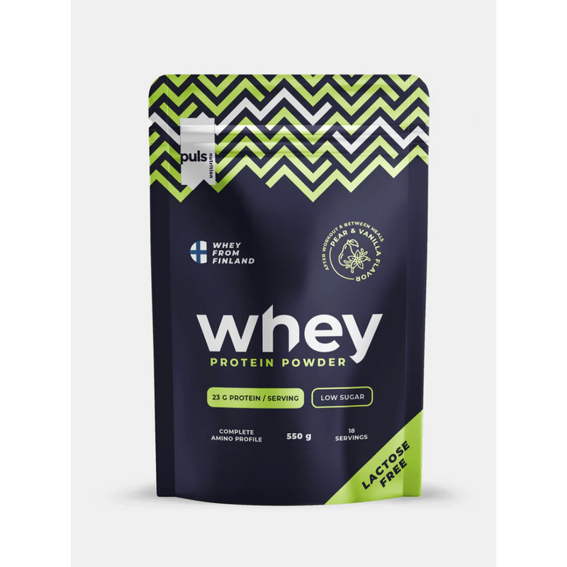 Puls Nutrition LAKTOOSITON proteiinijauhe 550 g-Herakonsentraatti-Puls Nutrition-Päärynä-Vanilja-Aminopörssi