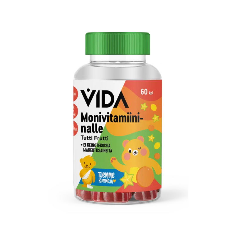 Vida Monivitamiininalle, 60 kpl-Lasten vitamiini-Vida-Tutti-Frutti-Aminopörssi
