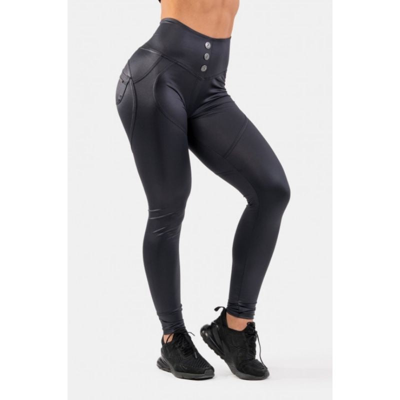 High Waist Glossy Look Bubble Butt Pants 586-Naisten trikoot ja leggingsit-Nebbia-XS-Aminopörssi