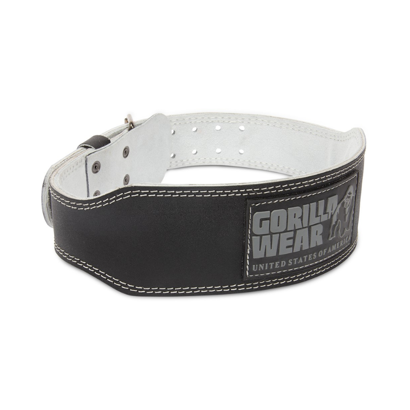 4 Inch Padded Leather Lifting Belt, black/gray-Nostovyö-Gorilla Wear-S/M-Aminopörssi