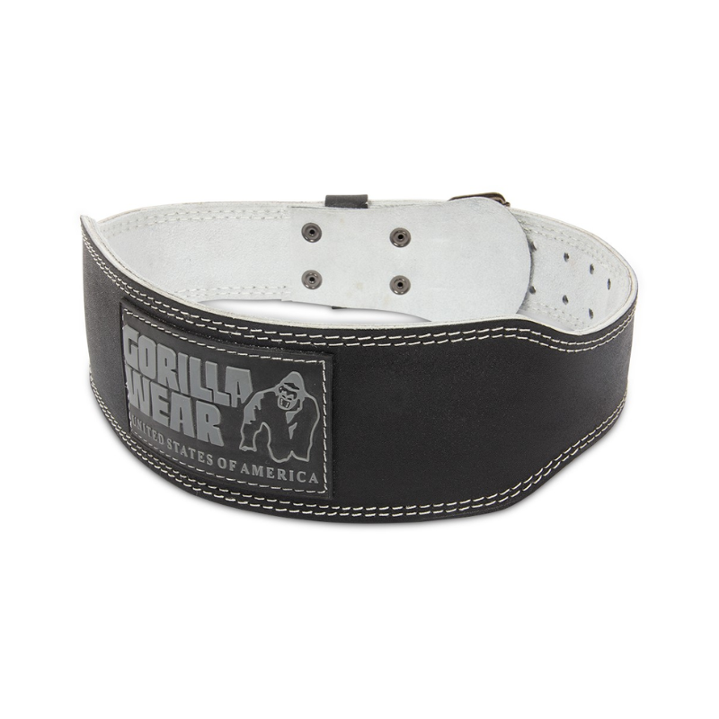 4 Inch Padded Leather Lifting Belt, black/gray-Nostovyö-Gorilla Wear-S/M-Aminopörssi