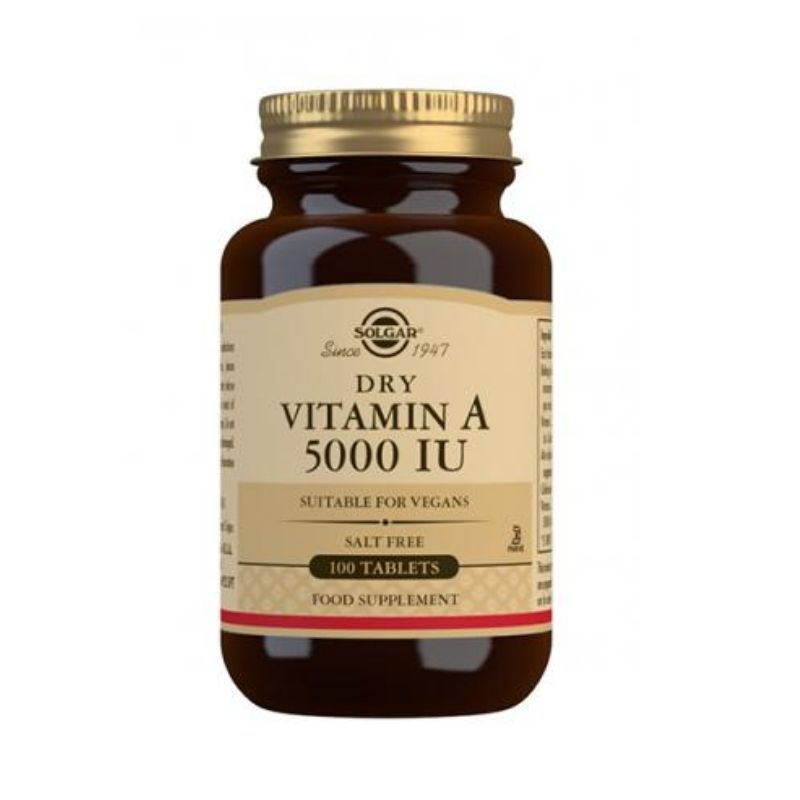 Vitamin A 5000 IU, 100 tabl.-A-vitamiini-Solgar-Aminopörssi