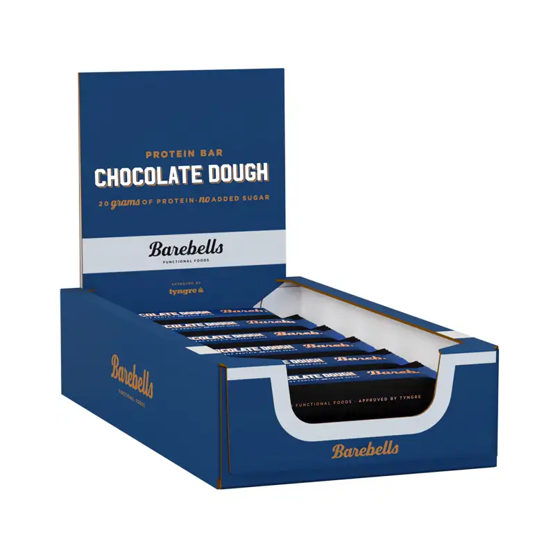 Protein Bar laatikko, 12 kpl x 55 g-Proteiinipatukka-Barebells-Chocolate Dough-Aminopörssi