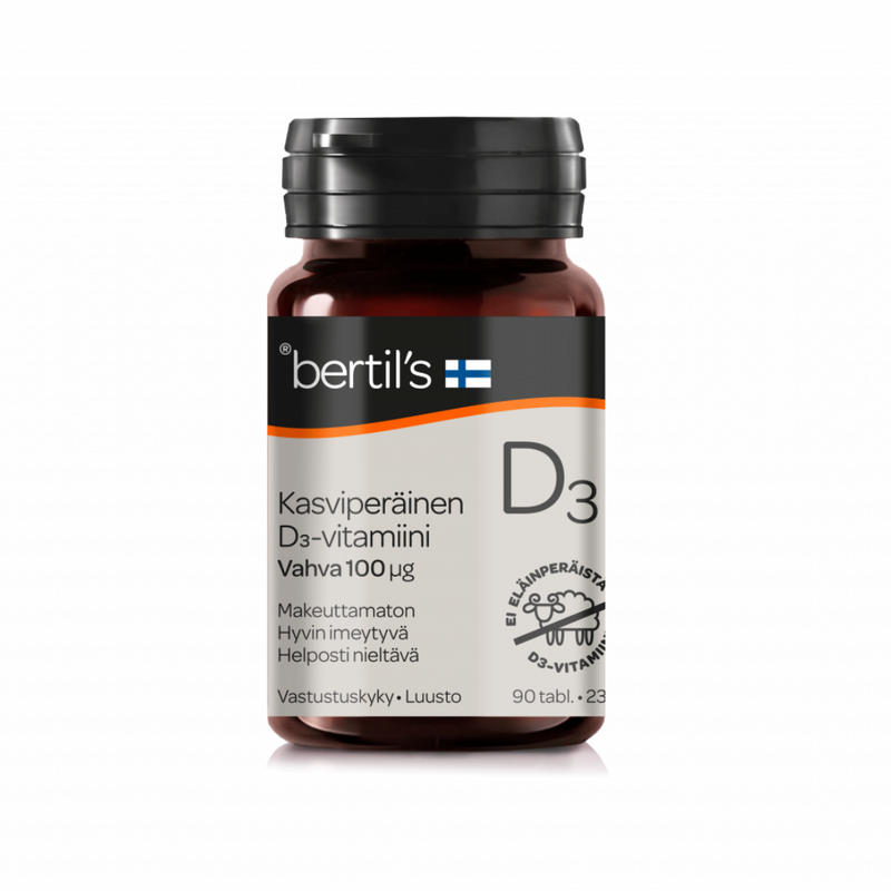 Kasviperäinen D-vitamiini 100ug, 90tabl.-D-vitamiini-Bertil's-Aminopörssi