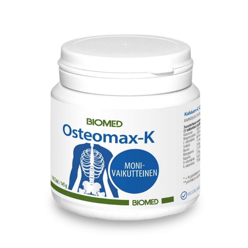 Osteomax-K, 170 kaps.-Kalsium-C-D-K-vitamiini-Biomed-Aminopörssi