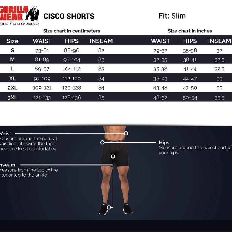 Cisco Shorts, musta/valkoinen-Miesten shortsit-Gorilla Wear-S-Aminopörssi