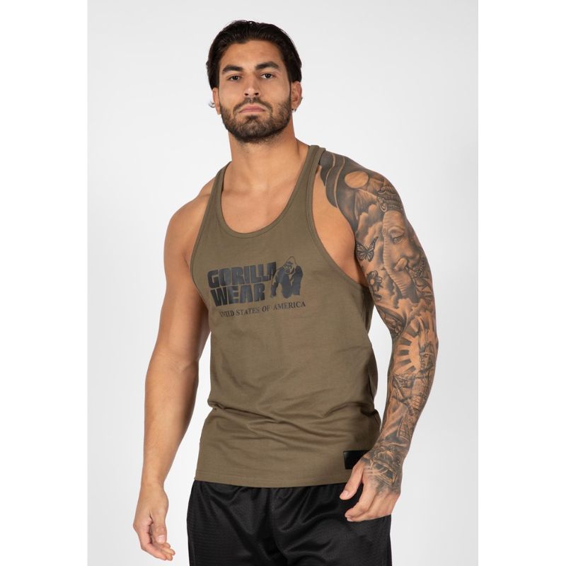 Classic Tank Top - Army Green-Miesten hihattomat paidat-Gorilla Wear-S-Aminopörssi