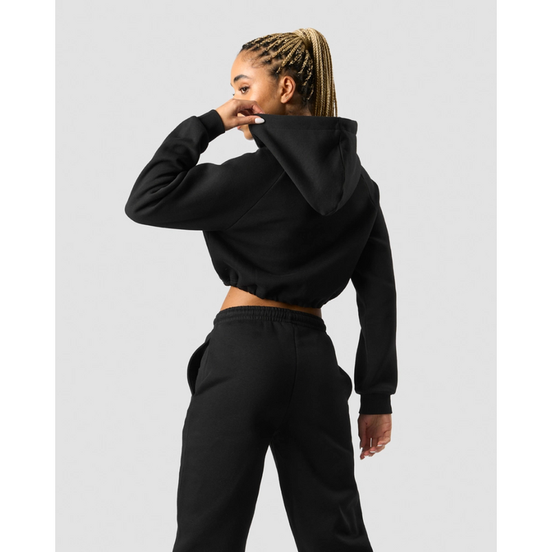 Everyday Cropped Hoodie Wmn Black-Naisten pitkähihaiset ja hupparit-ICANIWILL-S-Aminopörssi