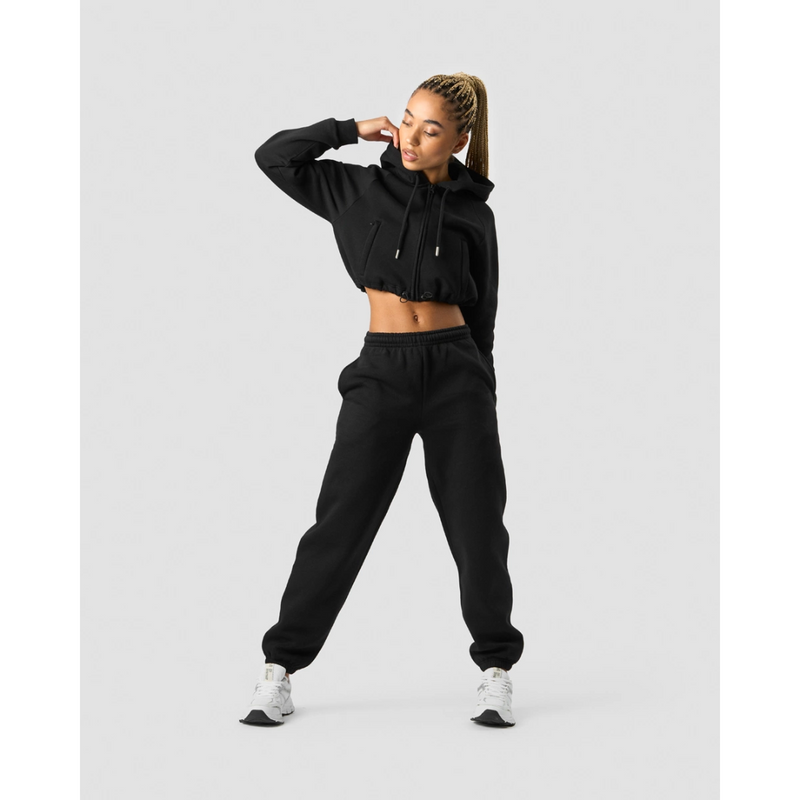 Everyday Cropped Hoodie Wmn Black-Naisten pitkähihaiset ja hupparit-ICANIWILL-S-Aminopörssi