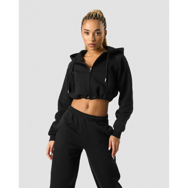 Everyday Cropped Hoodie Wmn Black-Naisten pitkähihaiset ja hupparit-ICANIWILL-S-Aminopörssi