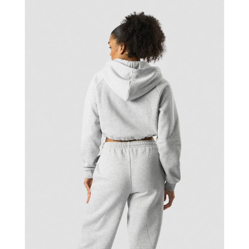 Everyday Cropped Hoodie Wmn Light Grey Melange-Naisten pitkähihaiset ja hupparit-ICANIWILL-S-Aminopörssi