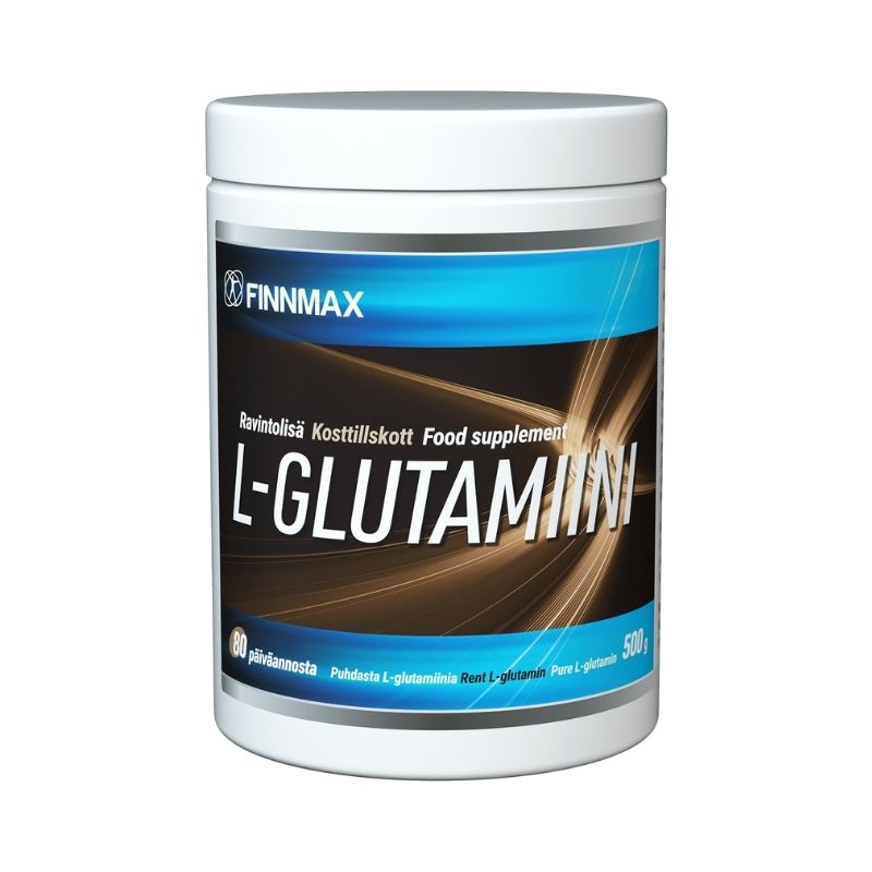 L-glutamiini, 500 g-L-Glutamiini-FinnMax-Aminopörssi