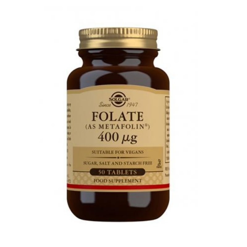 Folate (as Metafolin) 400 µg, 50 tabl.-Foolihappo-Solgar-Aminopörssi