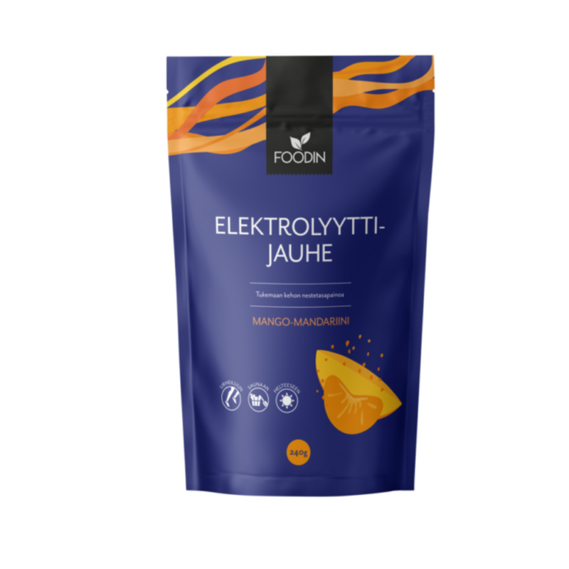 Elektrolyyttijauhe, 240g-Elektrolyytti-Foodin-Mango-Mandariini-Aminopörssi