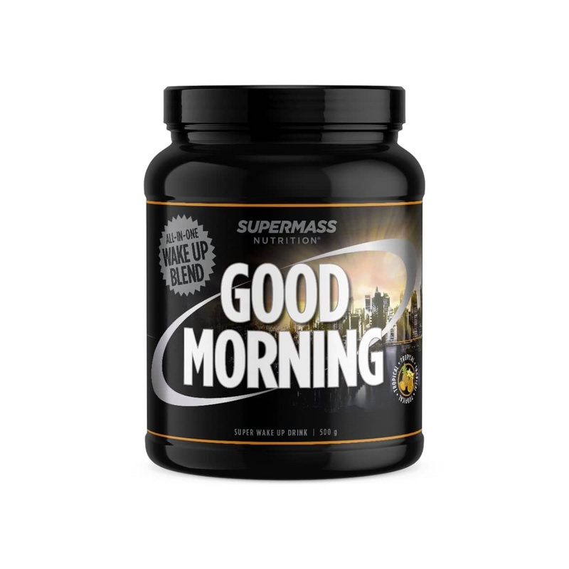 Good Morning, 500 g-Pre-Workout-Supermass Nutrition-Tropical-Aminopörssi