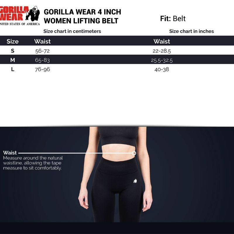 4 Inch Women's Lifting Belt, musta/violetti-Naisten painonnostovyö-Gorilla Wear-S-Aminopörssi