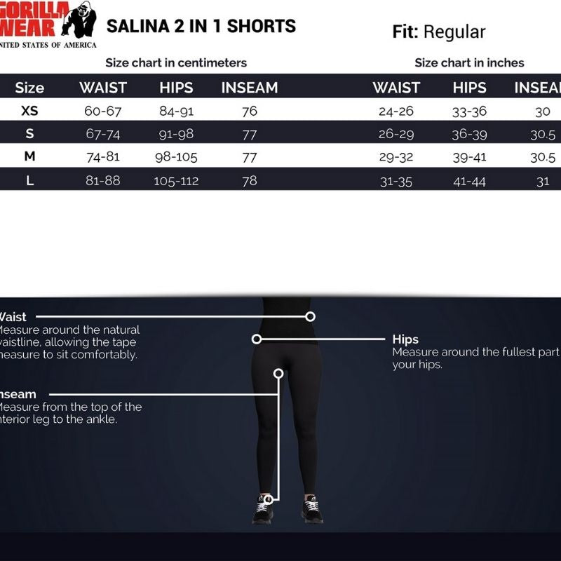 Salina 2in1 shorts, Black-Naisten shortsit-Gorilla Wear-XS-Aminopörssi