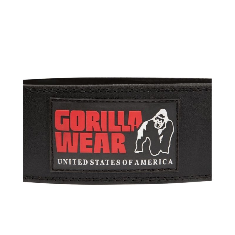 4 Inch Padded Leather Lifting Belt, black/red-Nostovyö-Gorilla Wear-S/M-Aminopörssi